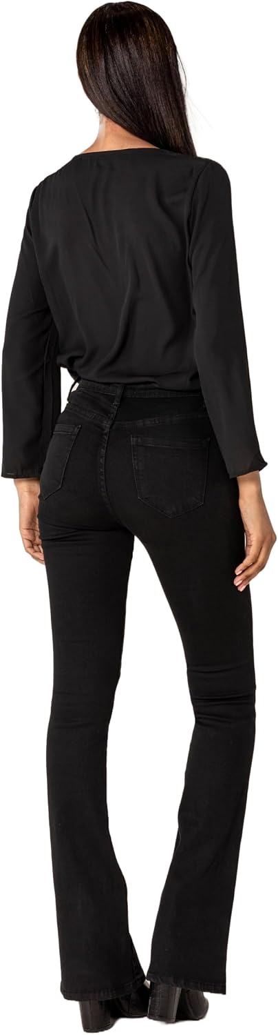 Nina Carter P212 Damen Tall Bootcut Jeans High Waist Schlaghosen Stretchjeans Jeanshosen Used-Look L