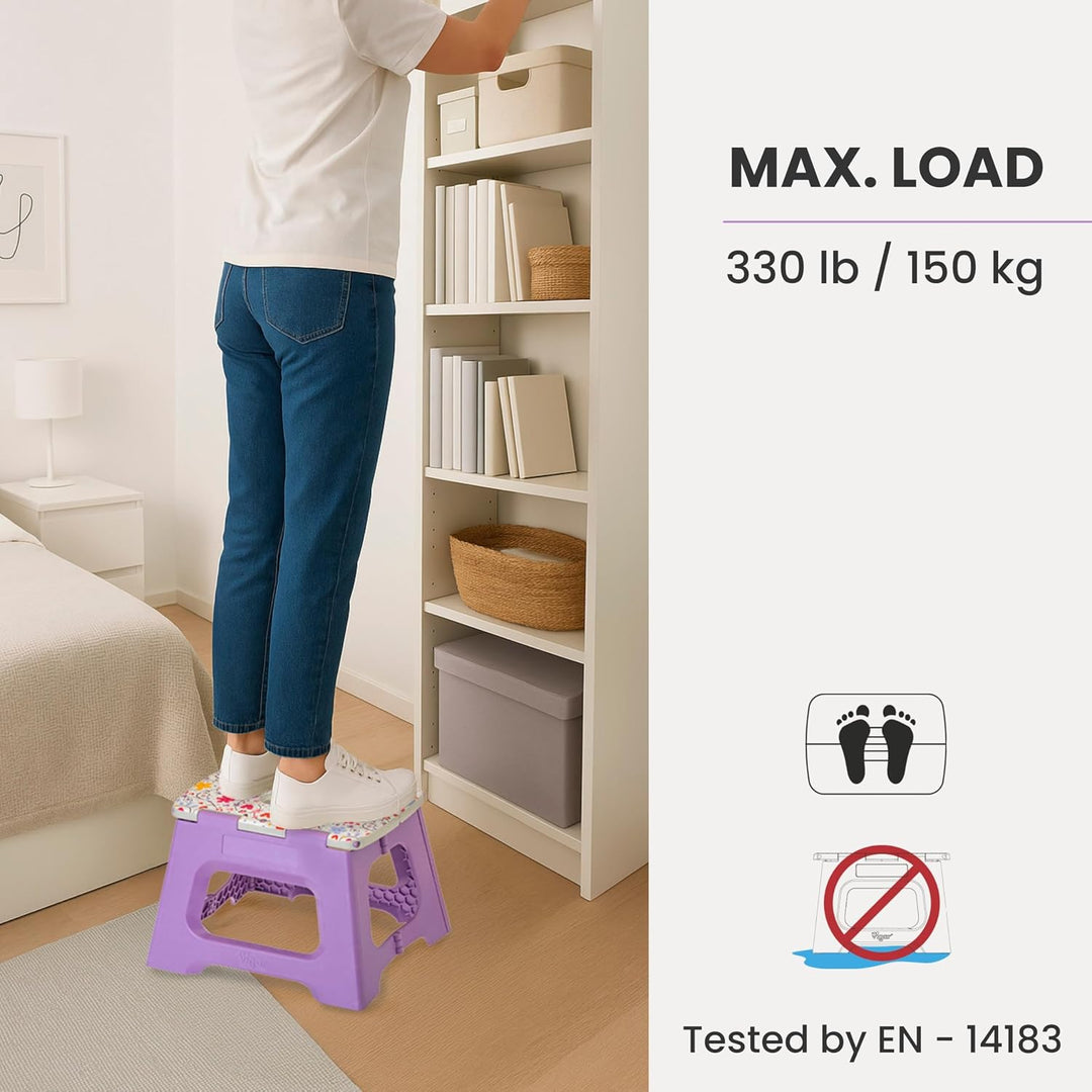 Vigar Kompakte Tritthocker Klappbar für Erwachsene, 23 cm, Klapphocker Faltbar 150 kg rutschfest, Le