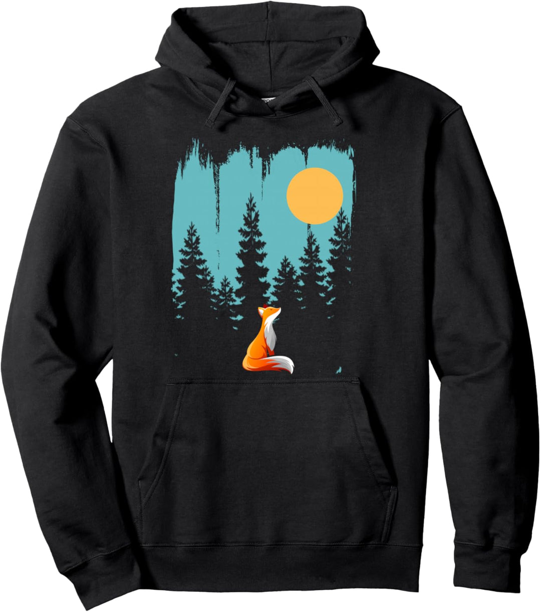 Fuchs bei Vollmond Pullover Hoodie