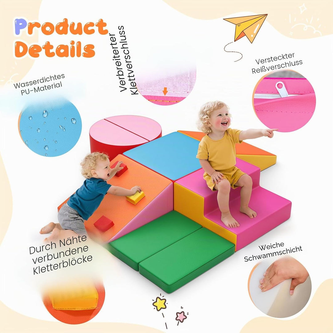 Baby-Schaumstoffbausteine, Softplay-Set für Kleinkinder von 1–3 Jahren, Baby-Kletterturm mit Rutsche