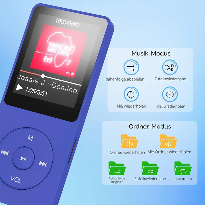 AGPTEK 64GB Klassischer MP3 Player, Laufzeit bis zu 70 Stunden, HiFi, Kleiner MP3-Player für Kinder/