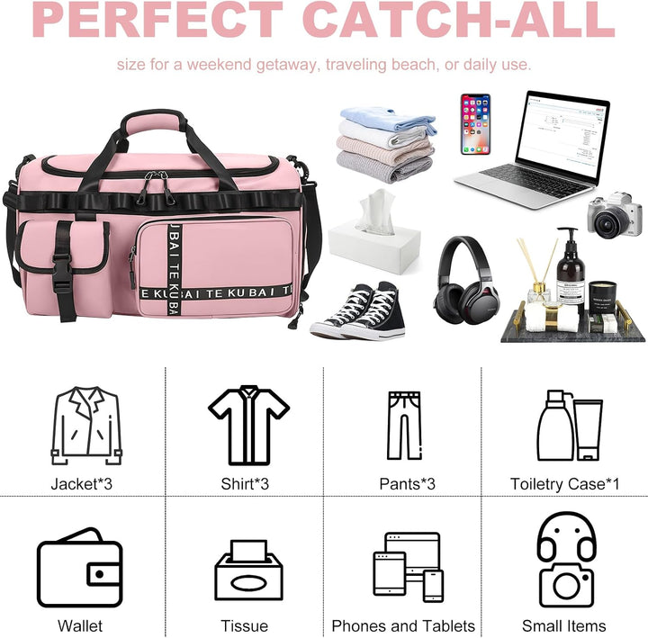 Sporttasche Reisetasche für Damen und Herren, Gross 65L Sporttaschen mit Schuhfach &amp; Nassfach, Large