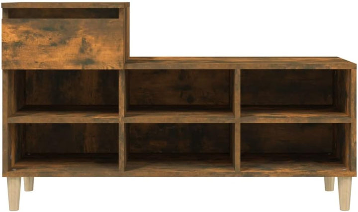 Schuhregal Räuchereiche 102x36x60 cm Holzwerkstoff mit 6 Fächern und Schublade, platzsparend, Stabil