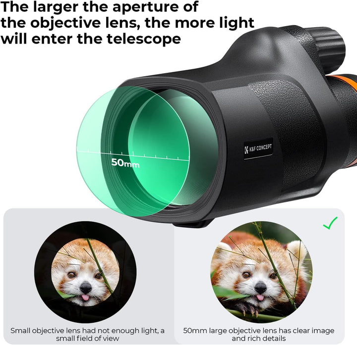 K&amp;F Concept Monokular Teleskop 12x50 HD Handy Fernrohr Mit Arca-Schnittstelle für Vogelbeobachtung,