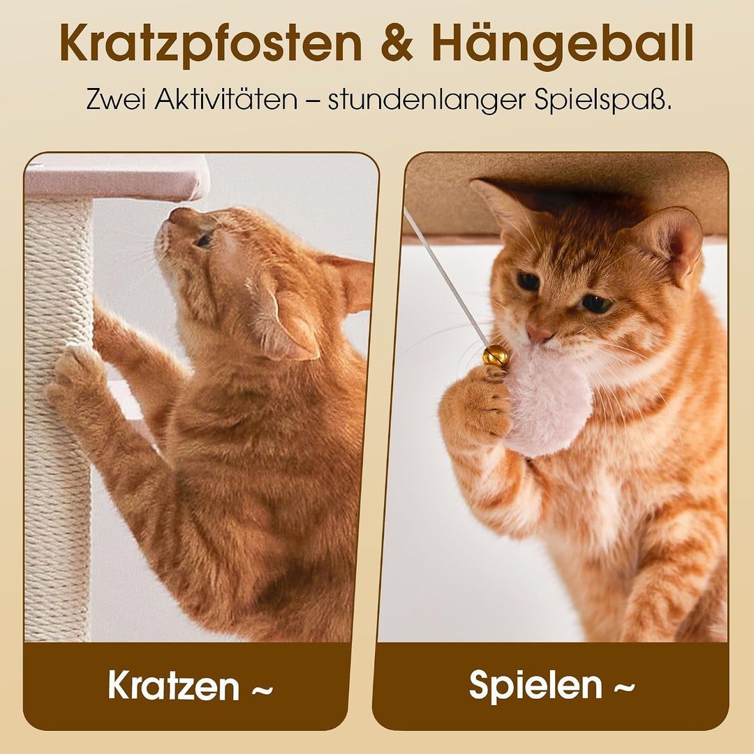 Katzenbaum 114 cm Hoch, Gross Kratzbaum mit Extra Grosser Plattform &amp; Kratzpfosten, Mehrstufiger Kra