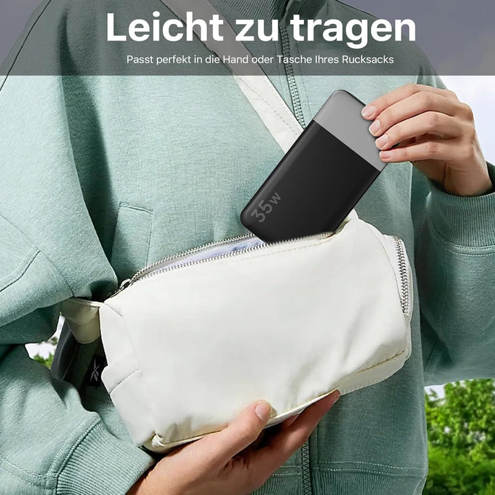 NOBIS 35W Power Bank 10000mAh, Externer Akku mit Digitalanzeige, USB C Ladegerät Schnellladen PD QC,