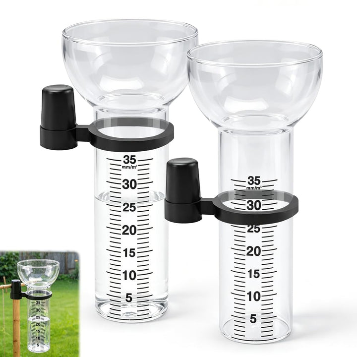 Regenmesser Frostsicher 2 Stück, Regenmesser Ersatzglas mit Halterung, 35mm Glas-Regenmesser für Gar