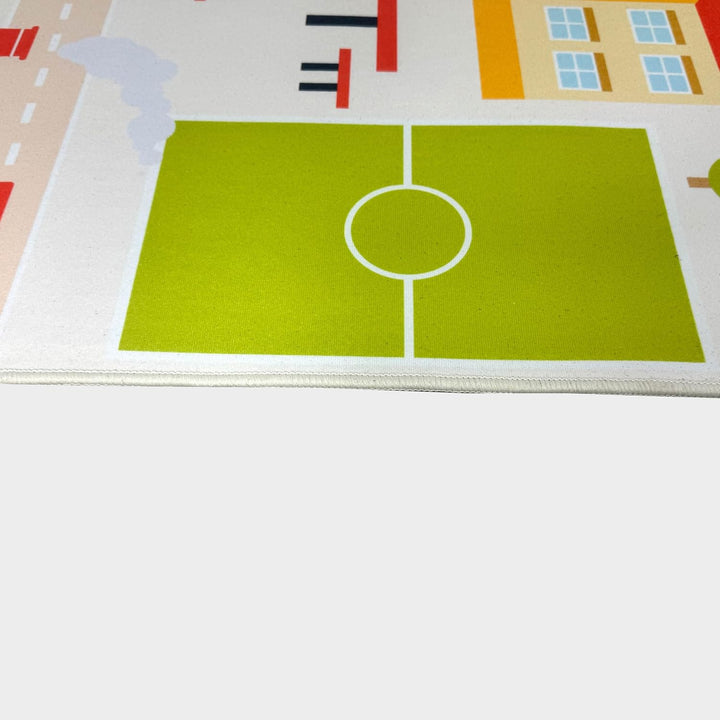 Teppich-Traum Kinderteppich Stadtmotiv Strassen Häuser Beige Ø 200 cm 200 cm (Rund) Beige-1, 200 cm