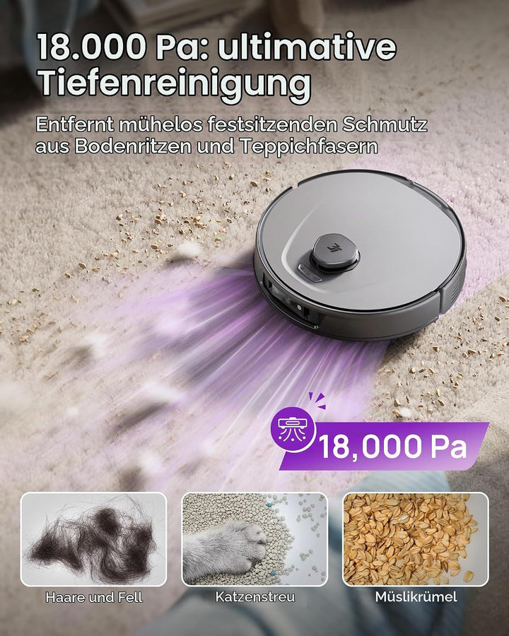 3i P10 Ultra Saugroboter mit Wischfunktion, 18000Pa Starke Saugkraft, erweiterbare Rand- und Eckwisc