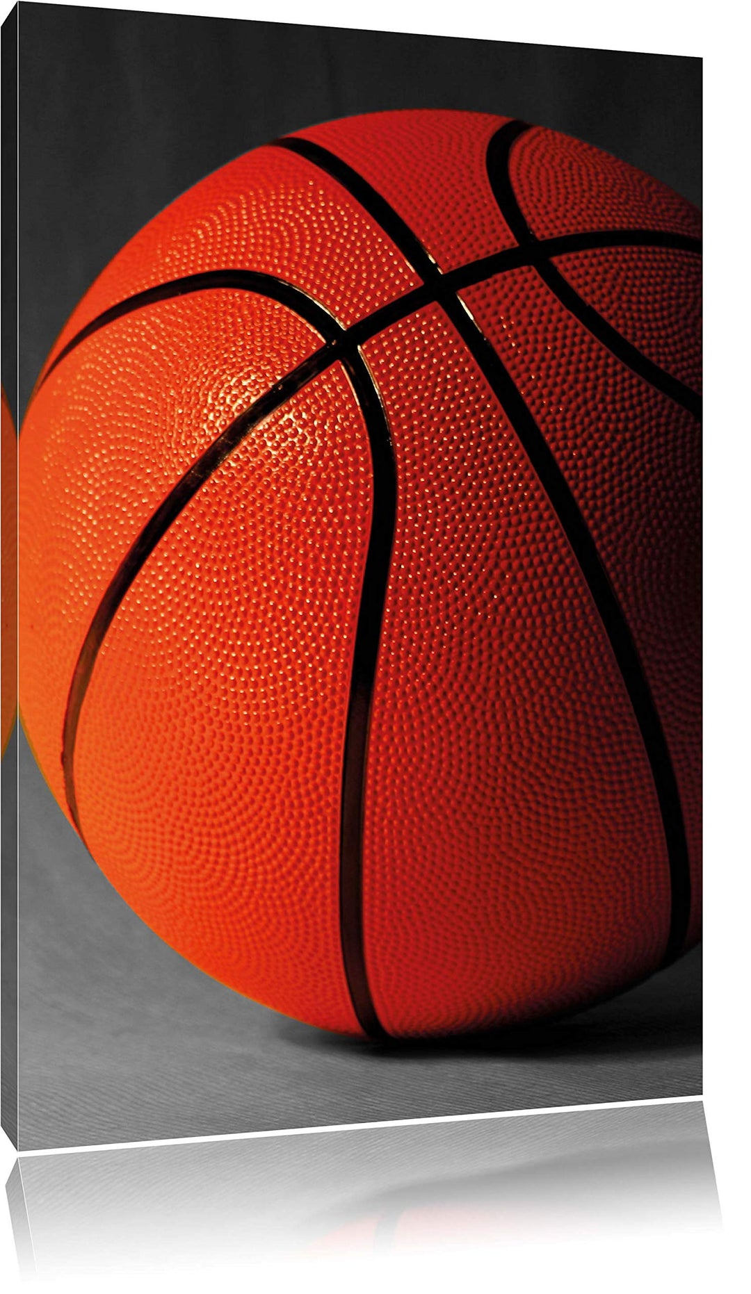 Pixxprint Basketball schwarzer Hintergrund / 100x70cm Leinwandbild bespannt auf Holzrahmen/Wandbild