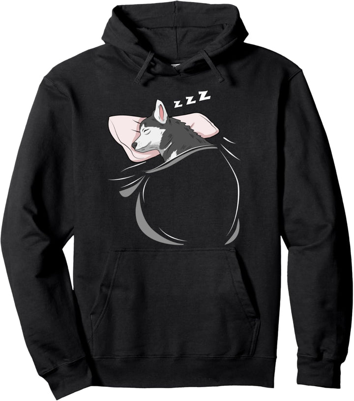 Husky schläft Schlummer Schlafanzug Oberteil Geschenk Husky Pullover Hoodie