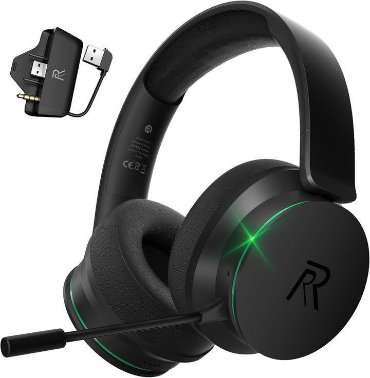Wireless Gaming Headset für Xbox Series X|S, Xbox One, PS5, Schwarz-Grüne Schwarz Grüne Kein Stecker