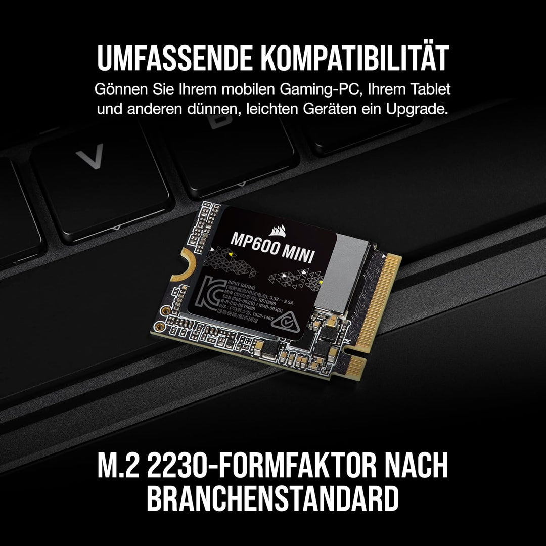 Corsair MP600 Mini 2 TB M.2 NVMe PCIe x4 Gen4 SSD – M.2 2230 – Bis zu 7.000MB/Sek. Sequentielles Les