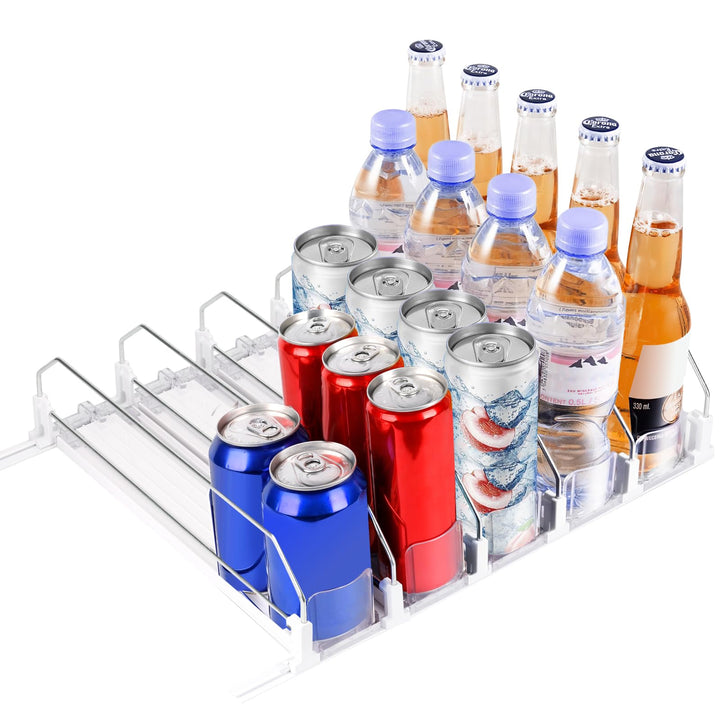 Fridge Organiser Drinks, 5 Rows Fridge Organiser Cans, Automatic Drink Organiser, Fridge Adjustable
