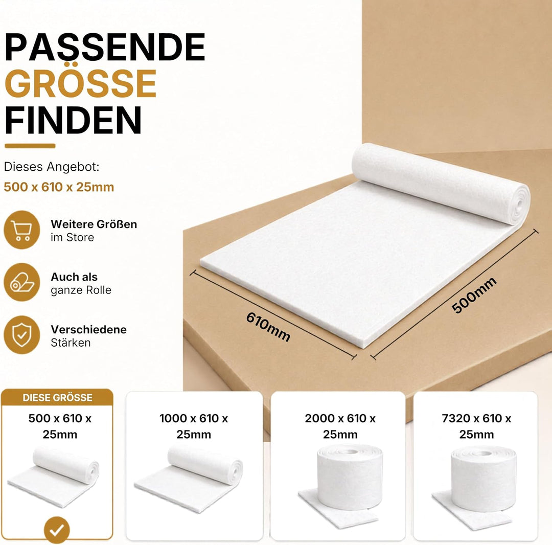 HeWaTherm Keramikfasermatte (Bio-Wolle) 1200°C / 96kg 500 x 610 x 25,4mm