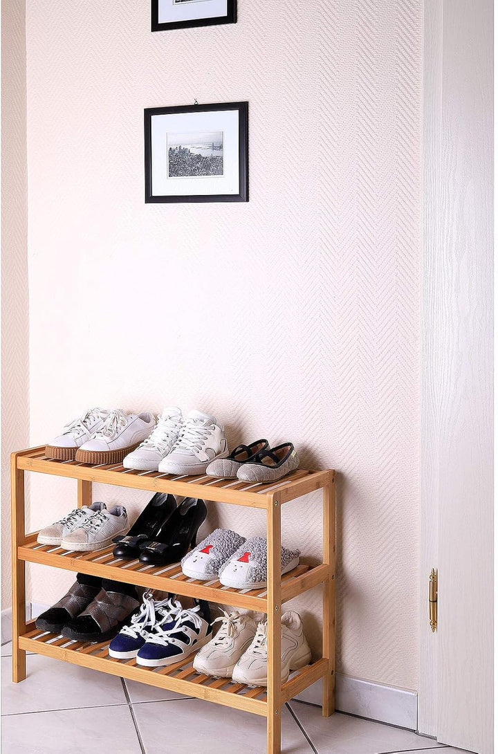 Dibea Bambusregal in zeitlosem Design, 70x26x55 cm, zur Regalwand kombinierbar, platzsparendes Stand