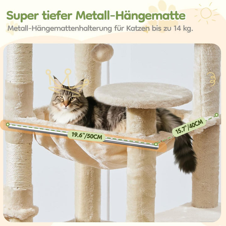 Taoqimiao 183CM Kratzbaum Gross XXL, Katzenbaum Kratzbaum Grosse Katzen Stabil Katzenkratzbaum mit K