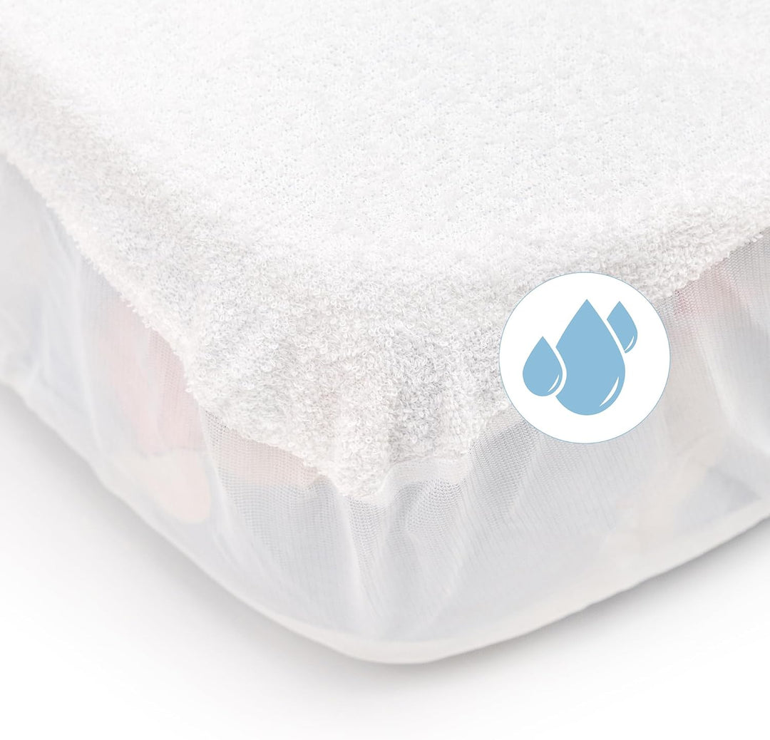 Matratzenschoner aus Baumwolle für Babykrippe | 60 x 120 cm | Wasserdicht | Atmungsaktiv | mit Gummi