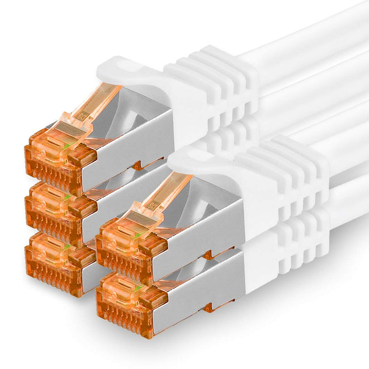 1aTTack.de 10m - Cat.7 Netzwerkkabel Weiss - 5 Stück Gigabit Ethernet LAN Kabel 10000 Mbit s Patchka