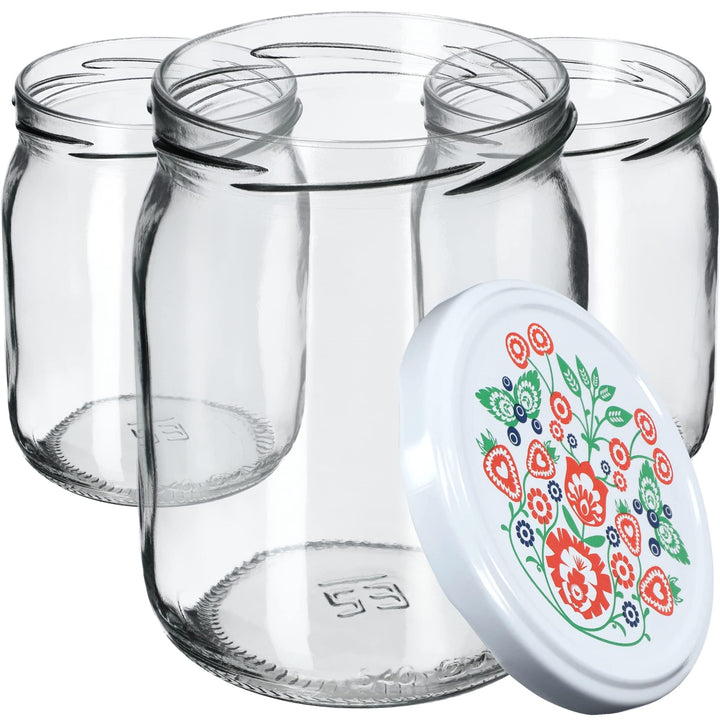 KADAX 24er Set Einmachgläser 540ml TO82 Folklore, Sturzgläser Mason Jar mit Schraubdeckel, Luftdicht