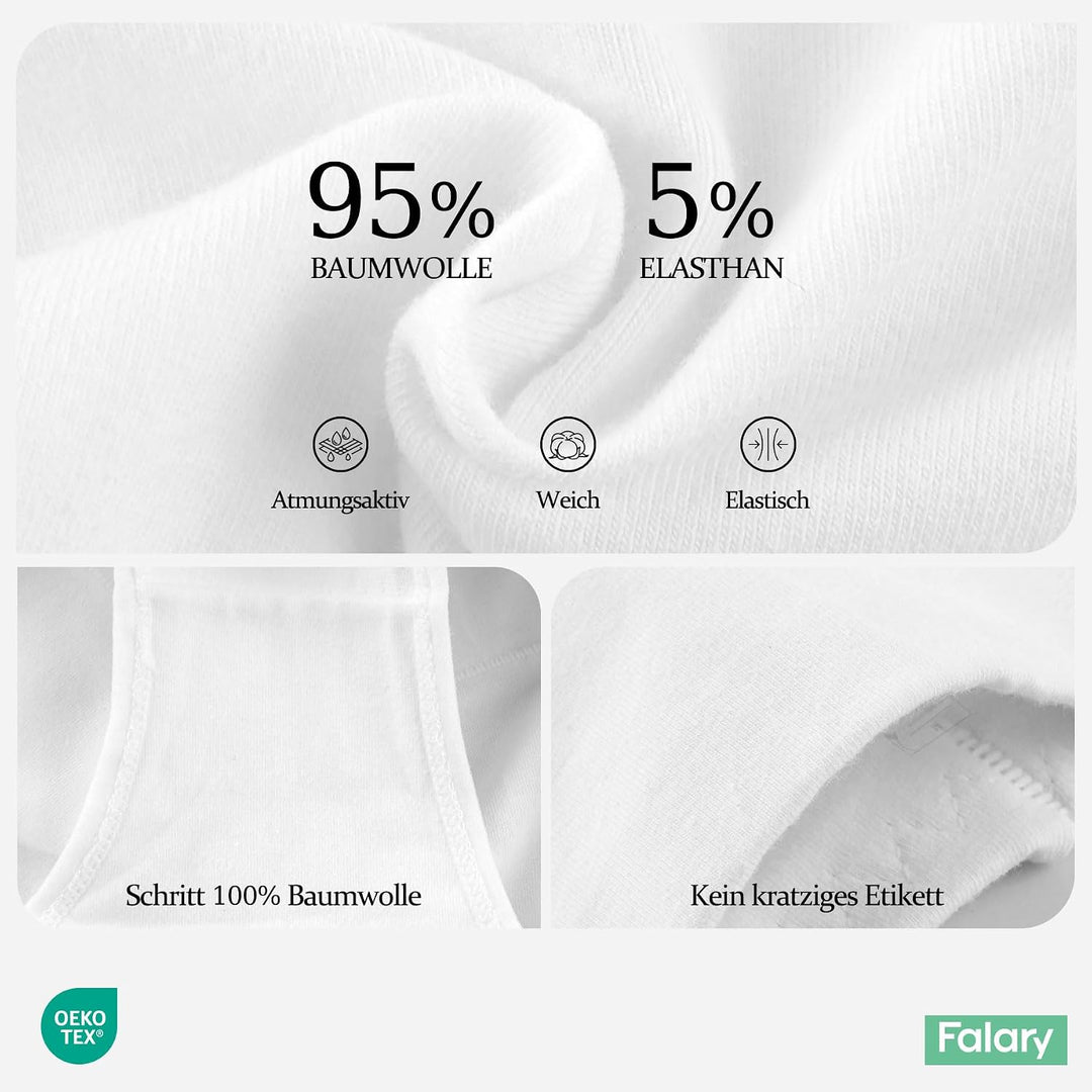 FALARY Unterhosen Damen Baumwolle Hohe Taille 5er Pack Stretch Atmungsaktiv Panties Weich Frauen Unt