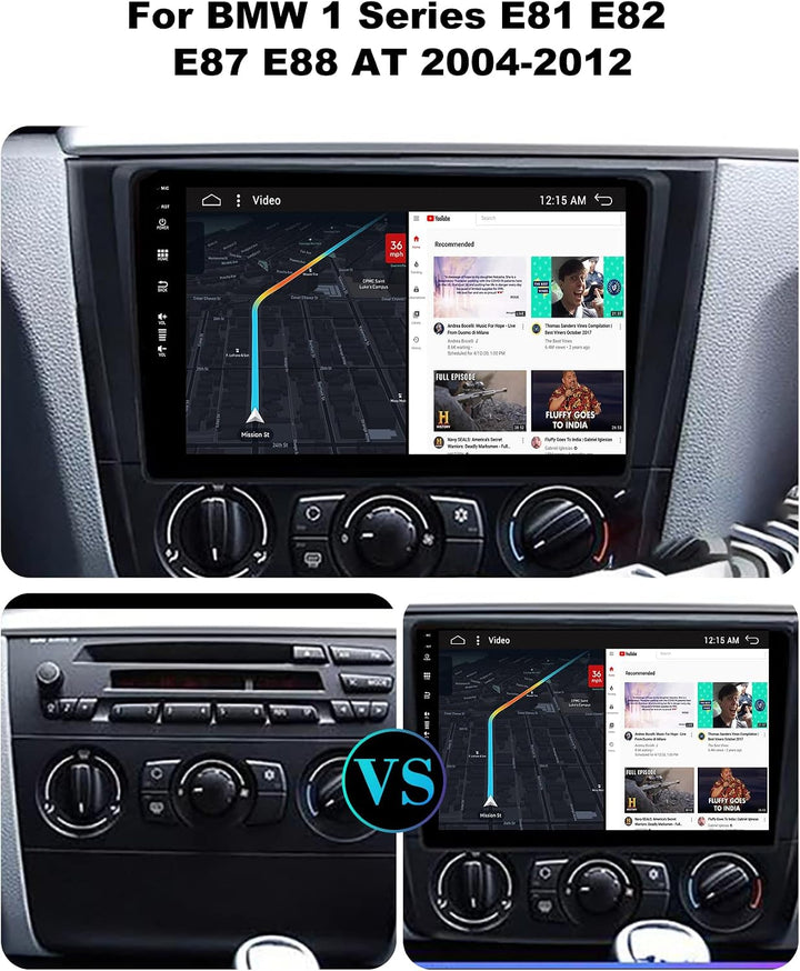 Android 15-6G+128G - IPS Autoradio Passt für BMW 1 Series E81/E82/E87/E88 (2004-2012) - Eingebaut Ca