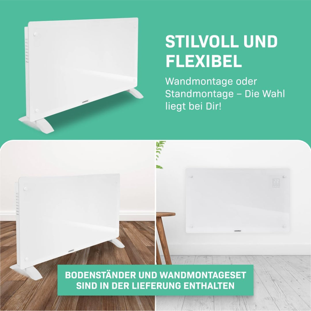 VONROC Elektroheizung energiesparend 2500W - Konvektor Heizung [30qm Räume] - Mobile Elektrische Hei