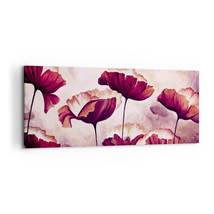 Wandbilder Dekoration Wohnzimmer Mohn Blume Wiese Panorama Bilder auf Leinwand 120x50cm Leinwandbild