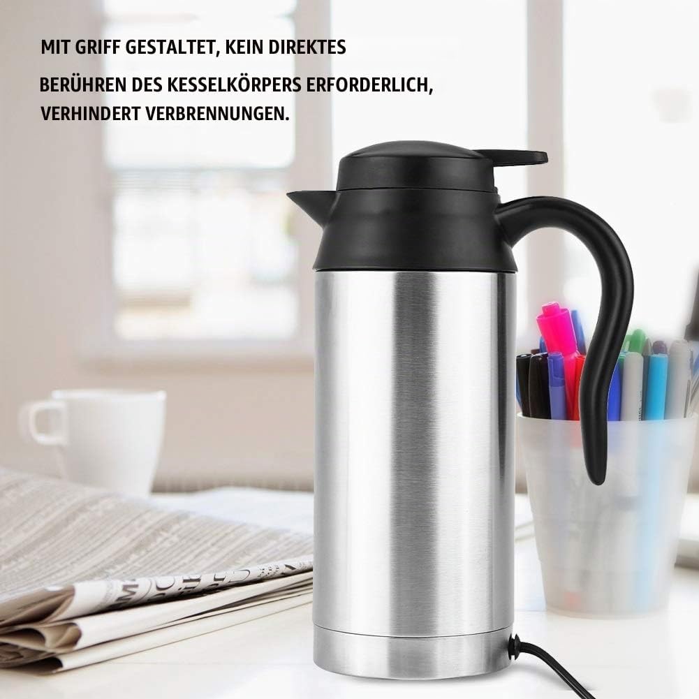 Jadeshay Auto Wasserkocher Edelstahl 12V für Auto, 750ML Reisewasserkocher mit Zigarettenanzünder, C