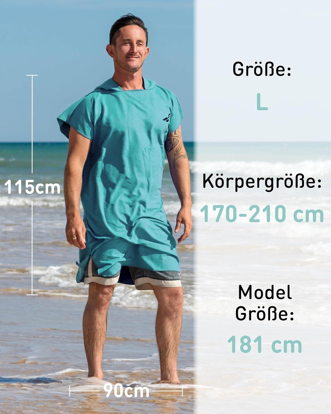 Fit-Flip Badeponcho aus Mikrofaser für Damen, Herren und Kinder | schnelltrocknend, kompakt und ultr