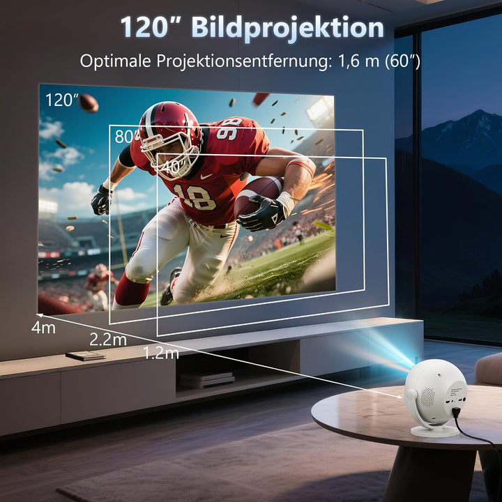 HOVVIDA Beamer 2025 Tragbarer Projektor, Elektrischer Fokus, Kompatibel mit 4K 1080P, WiFi 6 Bluetoo