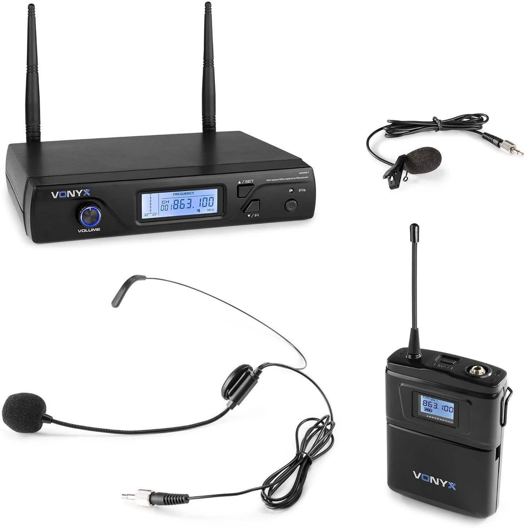 Vonyx WM61B BodyPack mit Headset und Empfänger - 16 UHF-Kanäle