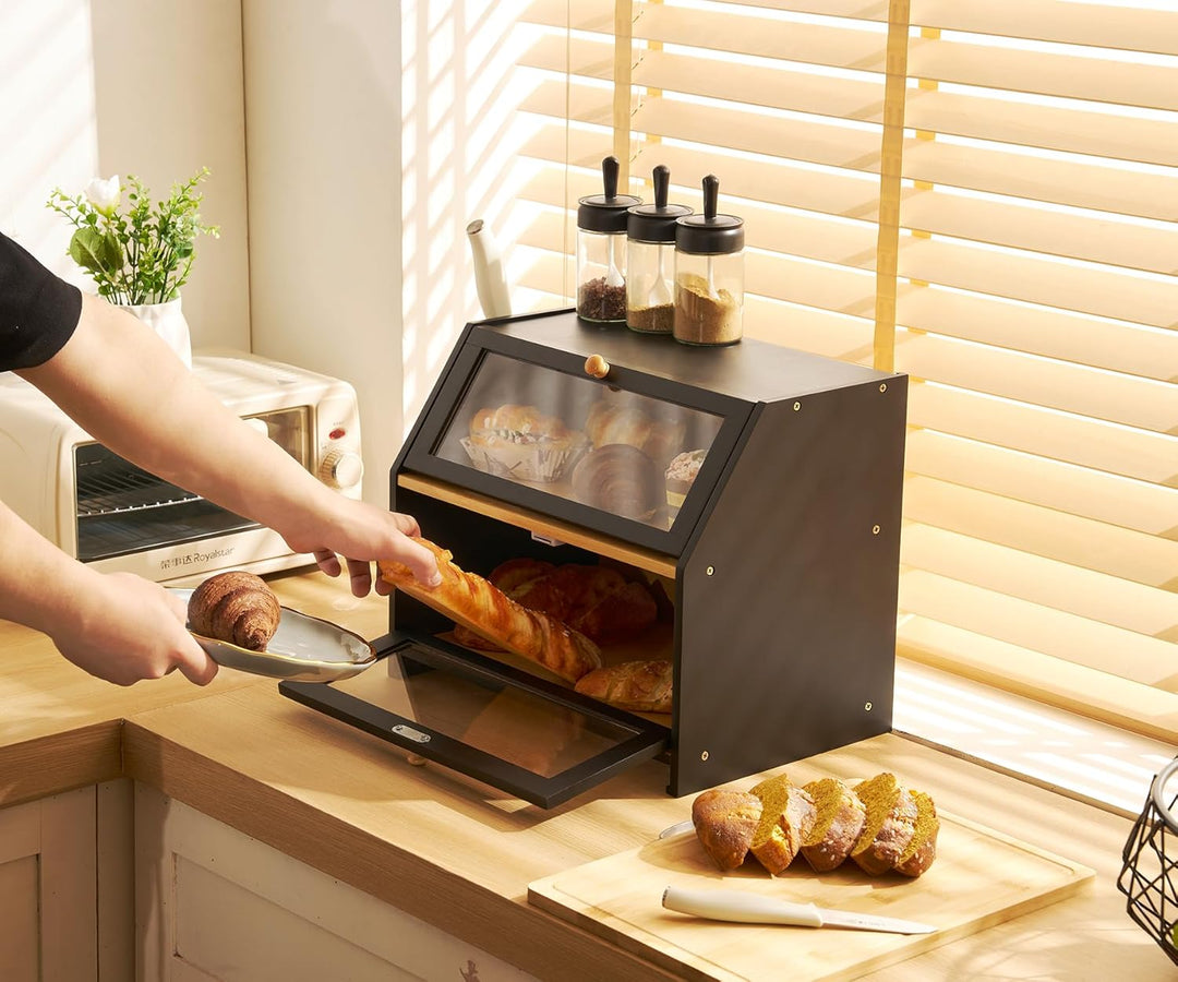 YOUDENOVA Brotkasten Bambus Eco Brotbox Brotkorb mit Schneidebrett Aufbewahrungsbox Küche Brotaufbew