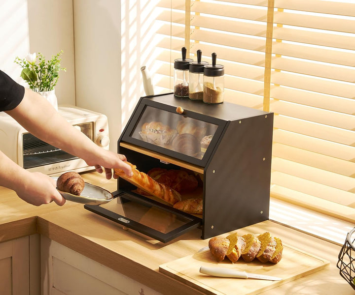 YOUDENOVA Brotkasten Bambus Eco Brotbox Brotkorb mit Schneidebrett Aufbewahrungsbox Küche Brotaufbew