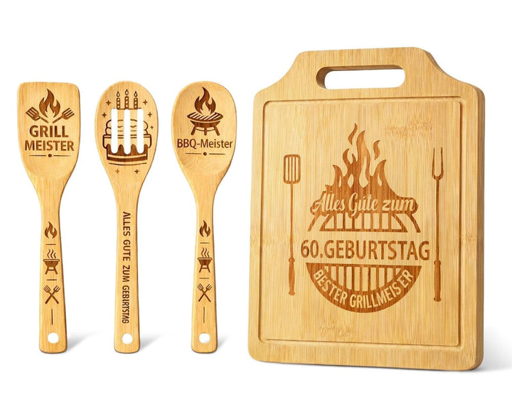 Geschenk 60. Geburtstag Männer - Geschenke zum 60 Geburtstag Mann, Graviertes Bambus Schneidebrett S