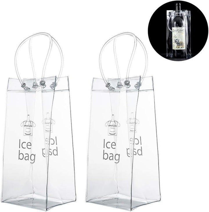 4 Stück Transparente Flaschenkühler Eistasche Kühltasche mit Griff für Champagner Wein Getränke