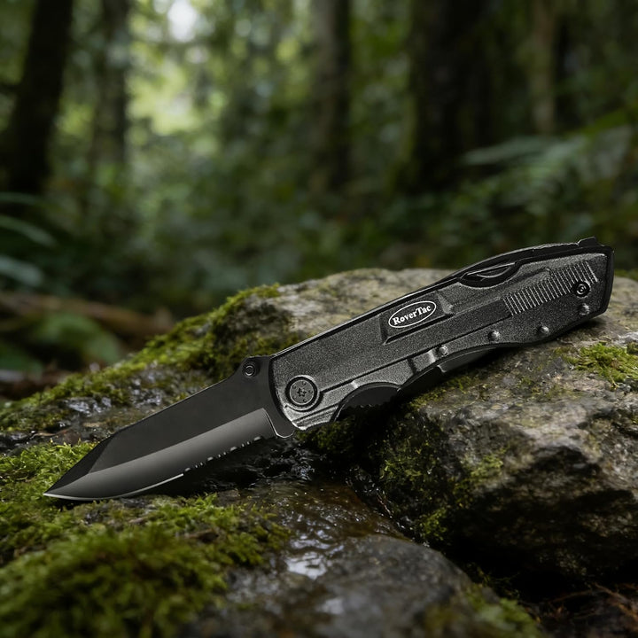 RoverTac Multitool Taschenmesser Männer Geschenk: Folding Knife Survival Camping Messer, Zange, Dose