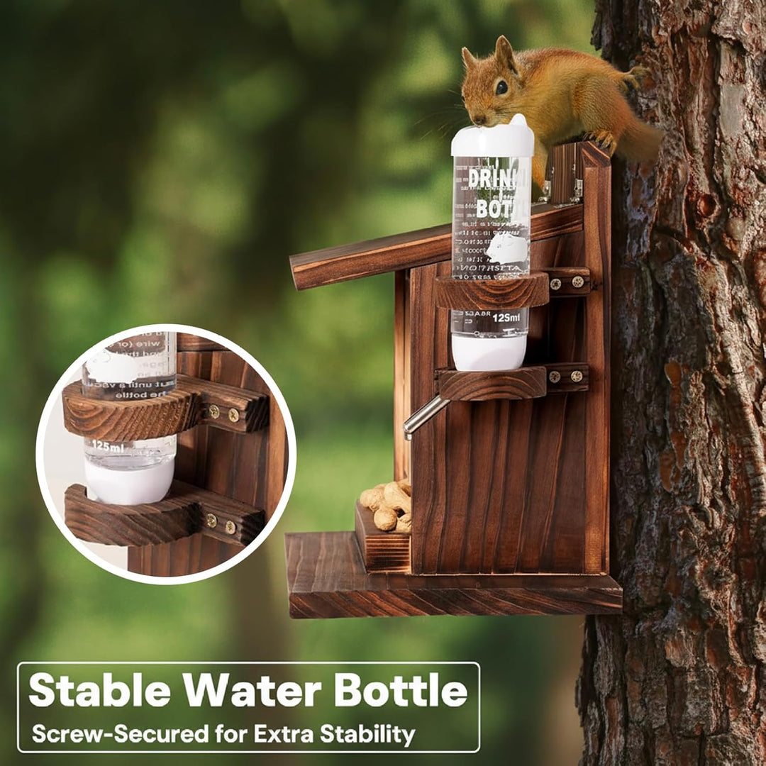 Eichhörnchen-Futterspender für draussen am Baum, Holz-Eichhörnchen-Picknick-Tisch-Futterspender für