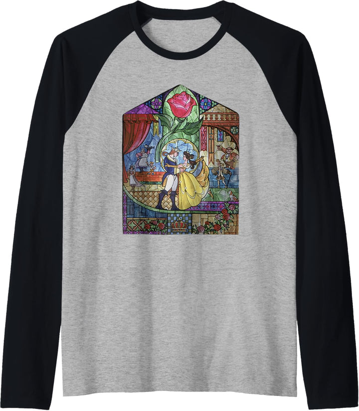 Disney Beauty &amp; The Beast Stained Glass Rose Raglan