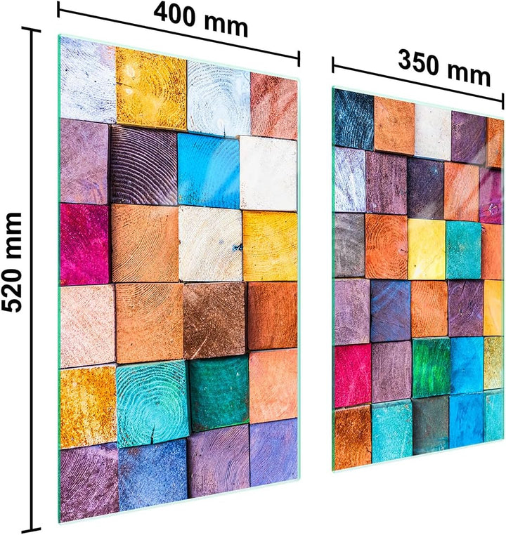 TMK ArtDeko Herdabdeckplatte 2 Teilig 40x52 + 35x52 cm - Spritzschutz Herdabdeckung – Herdschutz aus