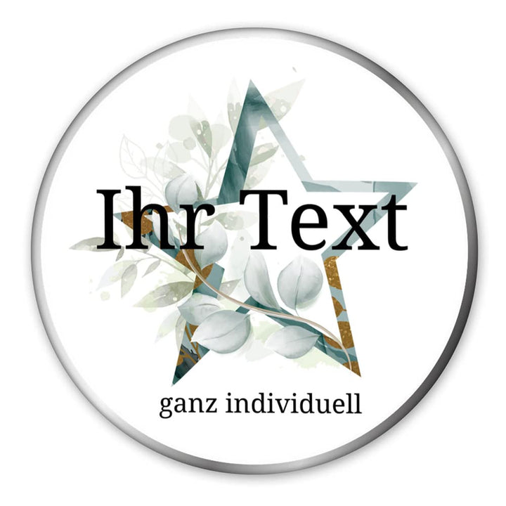 STEMPEL-FABRIK – personalisierbare runde Dose mit Name oder Wunschtext – Aquarell Motiv mit grünem S
