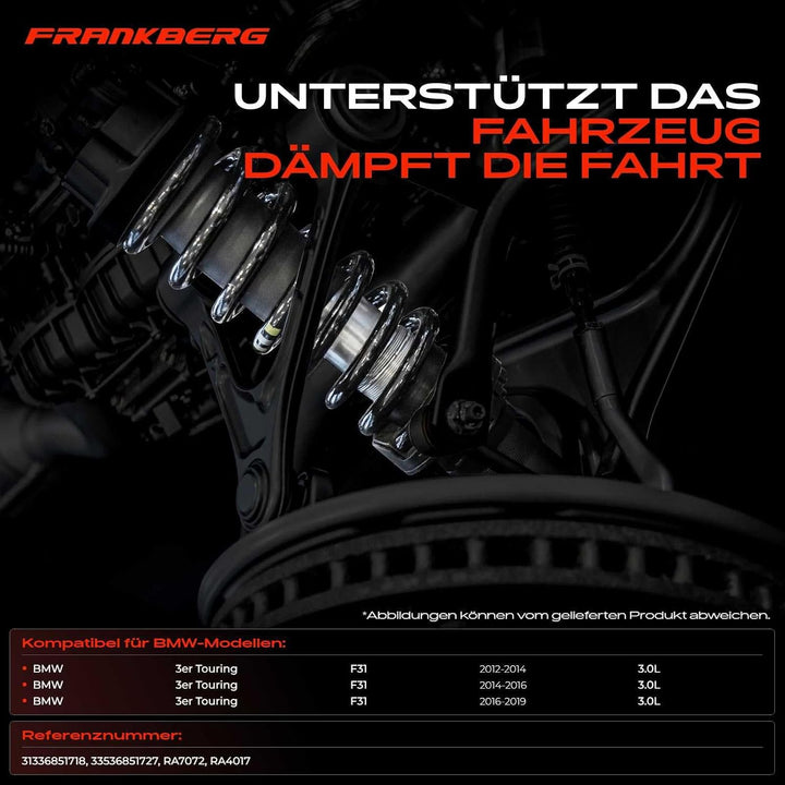 Frankberg 4x Federn Fahrwerksfeder Vorne Hinten Kompatibel mit 3er F30 F80 2.0L 3.0L 2011-2018 Repla