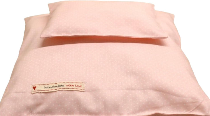 Puppenbettzeug Mäusekind, Bettwäsche bestickt, für Puppen