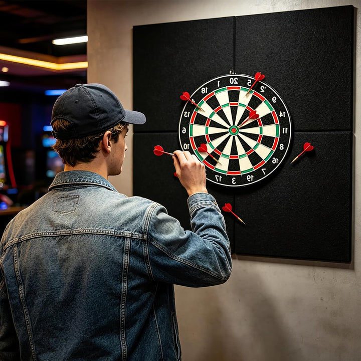 Dartscheibe Wandschutz Schwarz – Dart Surround Schutzmatte, Selbstklebende Dartscheiben Umrandung, D