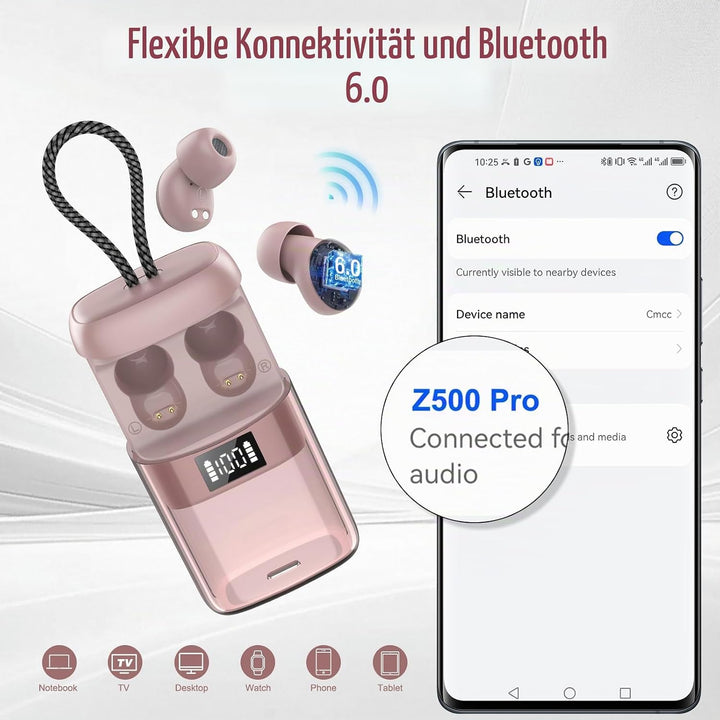 Mini Schlafkopfhörer Bluetooth 6.0, In Ear Bluetooth Kopfhörer Mit Schlaftracker, 48 Std Seitenschlä