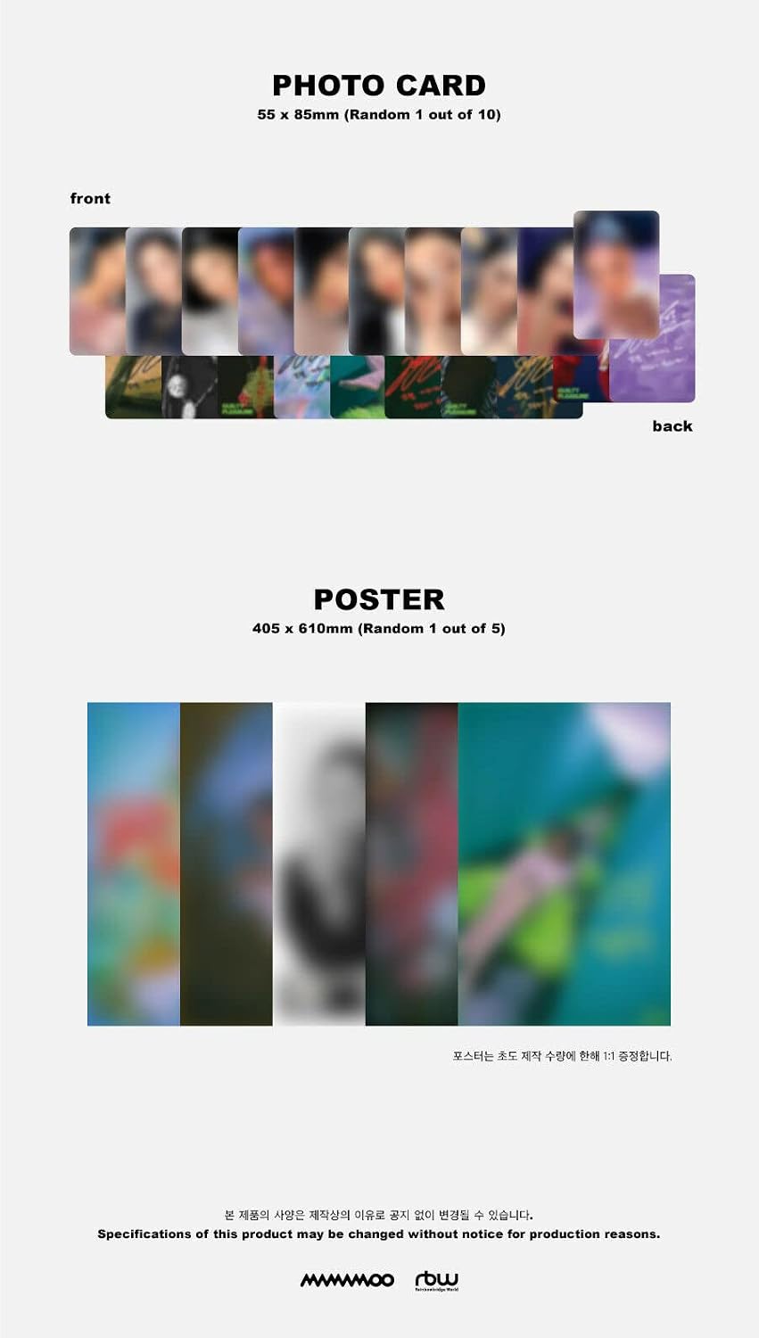 HWASA MAMAMOO - Guilty Pleasure (1. Einzelalbum) Album + gefaltetes Poster + Kultur Koreanisches Ges