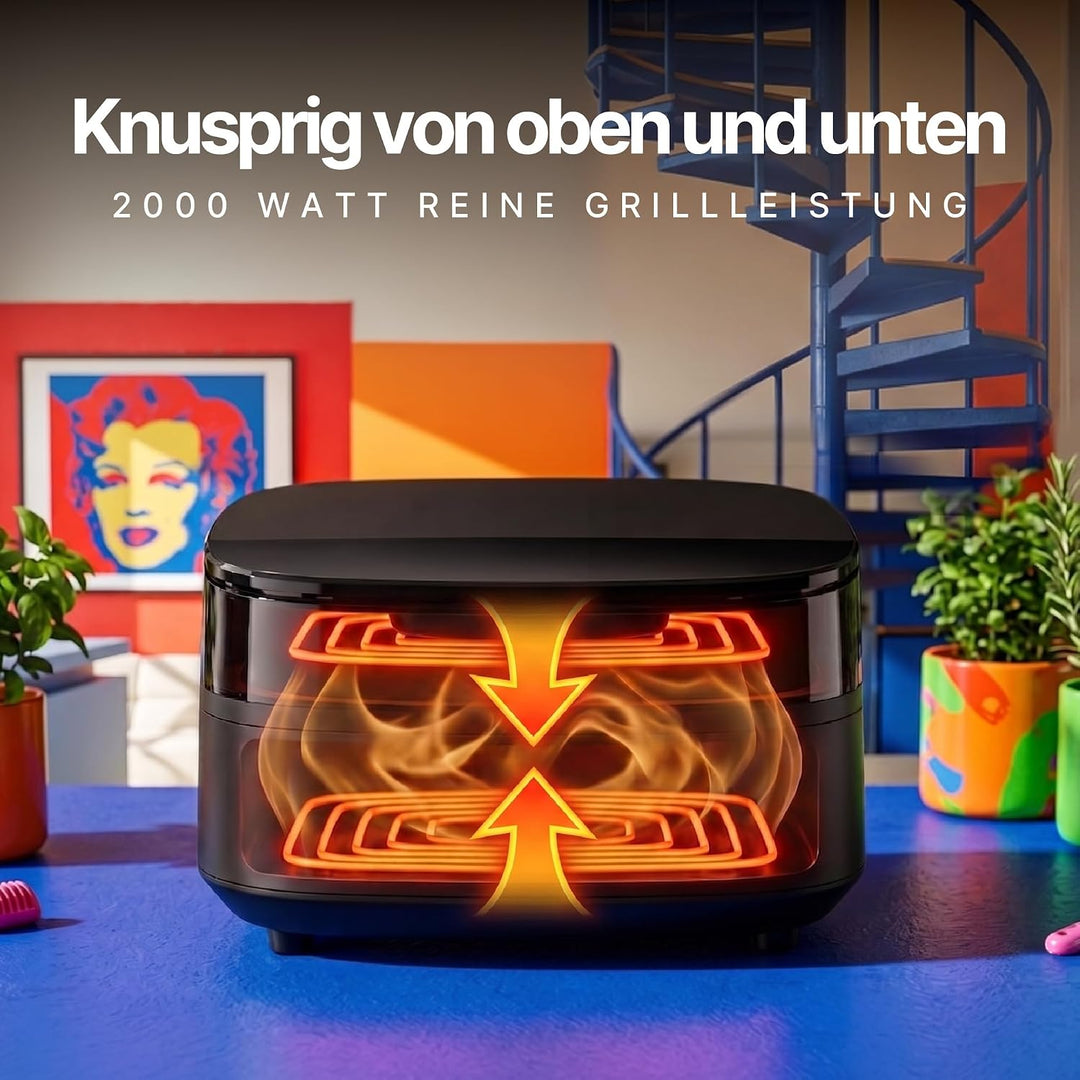 Seeger SpaceFry XXL Heissluftfritteuse, 6L, Airfryer mit Sichtfenste