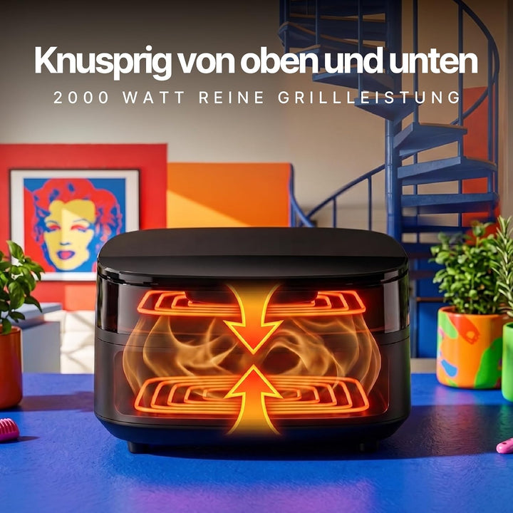 Seeger SpaceFry XXL Heissluftfritteuse, 6L, Airfryer mit Sichtfenste