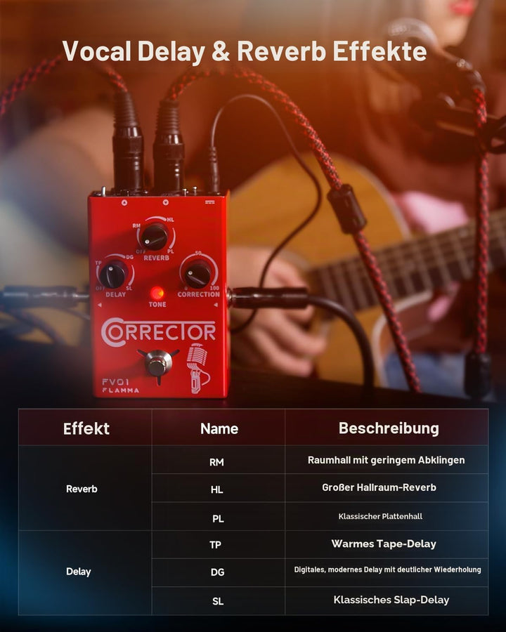 FLAMMA FV01 Vocal Effects Processor Pitch Correction Voice Pedal Vocal Stompbox Microphone Amplifier