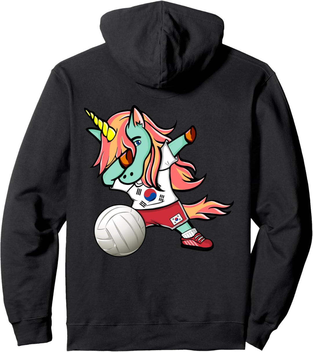 Dabbing Einhorn Südkorea Volleyball Koreanische Flagge Sport Pullover Hoodie